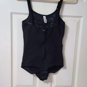 Leonisa Black Firm Compression Patterned Bodysuit.